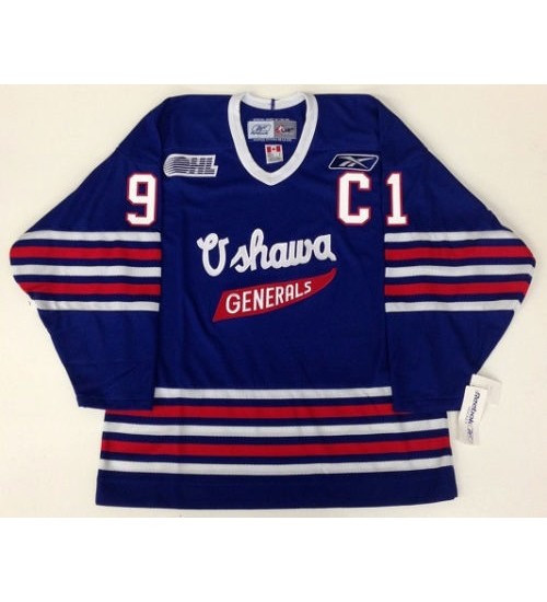 Custom CHL Oshawa Generals OHL 91 John Tavares Premier Authentic Hockey Jersey Blue