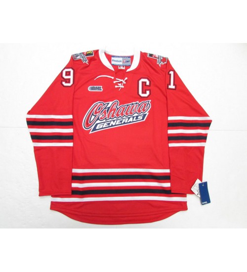 Custom CHL Oshawa Generals OHL 91 John Tavares Premier Authentic Hockey Jersey Red