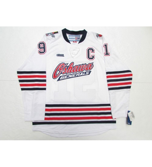 Custom CHL Oshawa Generals OHL 91 John Tavares Premier Authentic Hockey Jersey White