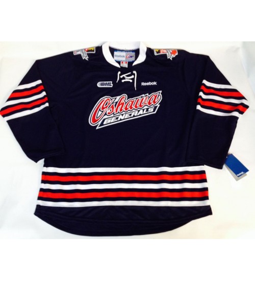 Custom CHL Oshawa Generals OHL Premier Authentic Hockey Jersey Away Blue