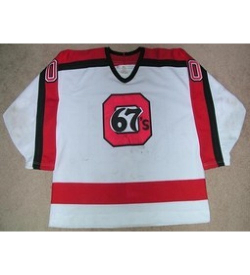 Custom CHL Ottawa 67s 00 Kevin Weekes Home Authentic Hockey Jersey White