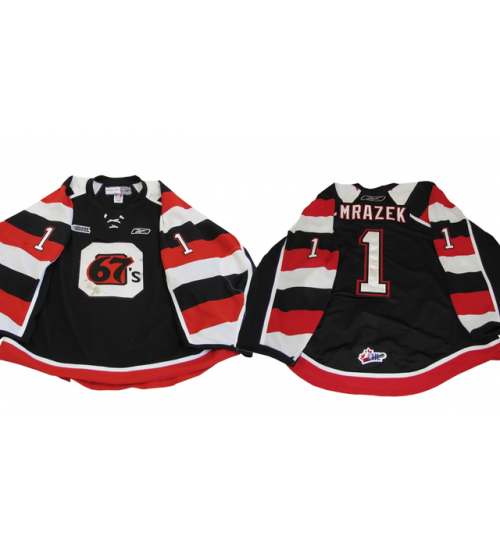 Custom CHL Ottawa 67s 1 Mrazek Authentic Hockey Jersey Black