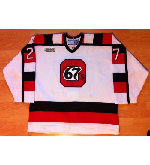 Custom CHL Ottawa 67s 27 Brett Valliquette Authentic Hockey Jersey White