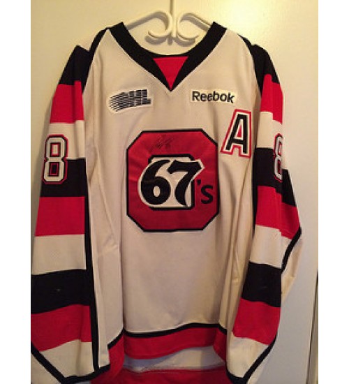 Custom CHL Ottawa 67s OHL 8 Ryan Van Stralen Authentic Hockey Jersey White