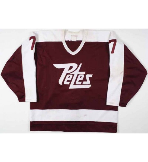 Custom CHL Peterborough Petes 7 Rob Giffin Authentic Hockey Jersey Burgundy