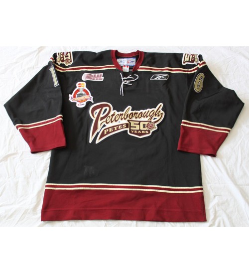 Custom CHL Peterborough Petes OHL 16 Stewart Authentic Hockey Jersey Alternate Black