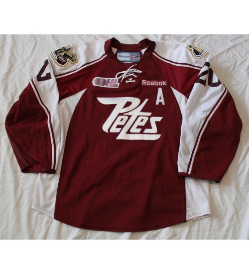 Custom CHL Peterborough Petes OHL 20 Pitchie Authentic Hockey Jersey Road Burgundy