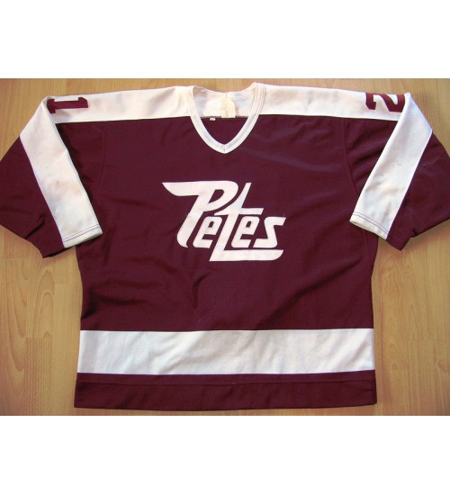 Custom CHL Peterborough Petes OHL 21 Steve Hogg Authentic Hockey Jersey Road Burgundy