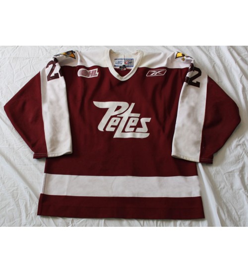 Custom CHL Peterborough Petes OHL 22 Reddox Authentic Hockey Jersey Road Burgundy