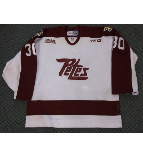 Custom CHL Peterborough Petes OHL 30 Matt Ioranni Authentic Hockey Jersey Home White