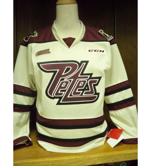 Custom CHL Peterborough Petes OHL 9 Macdonald Authentic Hockey Jersey Home Beige