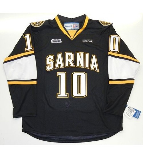 Custom CHL Sarnia Sting OHL 10 Nail Yakupov Authentic Hockey Jersey Alternate Black