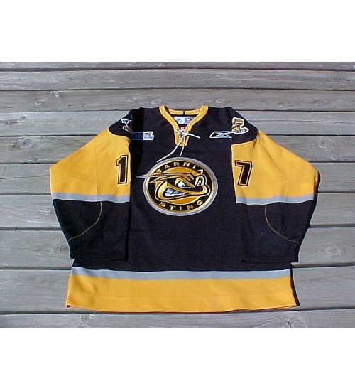 Custom CHL Sarnia Sting OHL 17 Martin Authentic Hockey Jersey Alternate Black