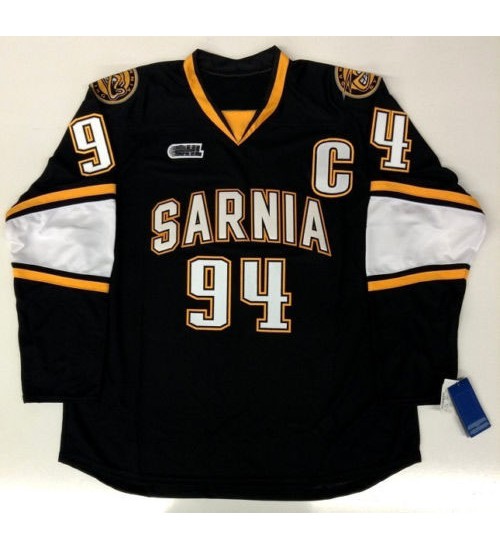 Custom CHL Sarnia Sting OHL 94 Alex Galchenyuk Authentic Hockey Jersey Alternate Black