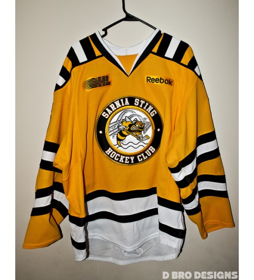 Custom CHL Sarnia Sting OHL Premier Authentic Hockey Jersey Alternate Yellow