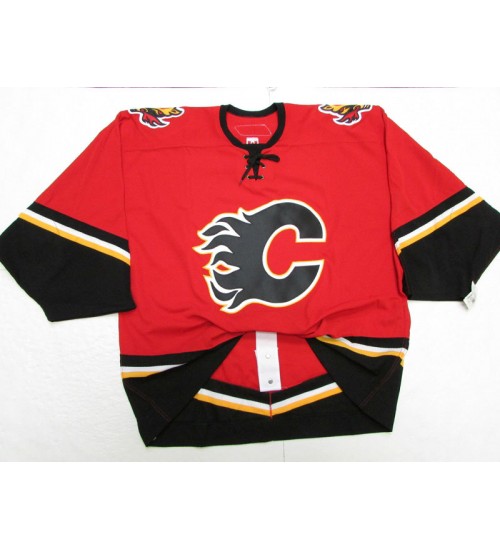 Custom Calgary Flames goaltender Authentic Hockey Jersey Home Red