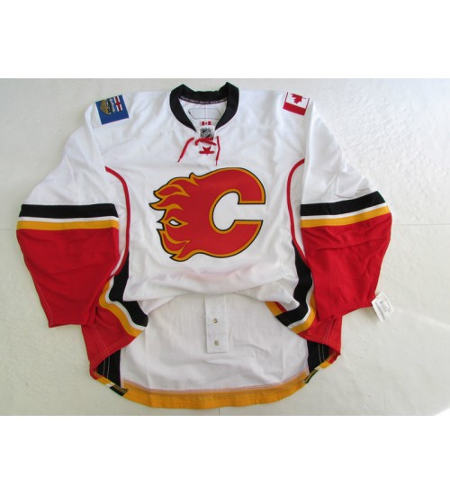 Custom Calgary Flames goaltender Authentic Hockey Jersey Road White