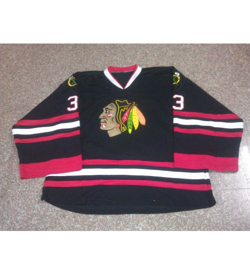 Custom Chicago Blackhawks goaltender Authentic Hockey Jersey Alternate Black