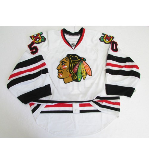 Custom Chicago Blackhawks goaltender Authentic Hockey Jersey Away White