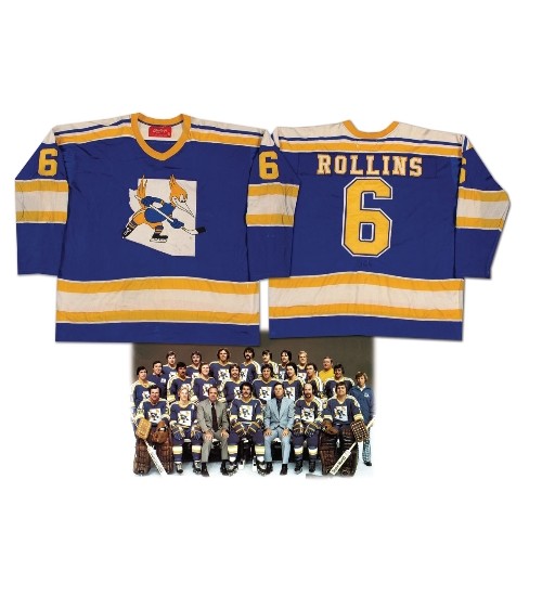 Custom Phoenix Roadrunners 6 Rollins Hockey Jersey Blue