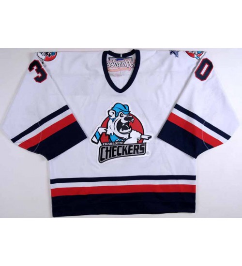 Custom ECHL Charlotte Checkers 30 Matt Zaba Jersey White