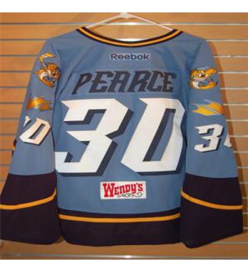 Custom ECHL Toledo Walleye 30 Jordan Pearce Authentic Hockey Jersey Blue