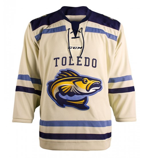 Custom ECHL Toledo Walleye Premier Authentic Hockey Jersey Beige