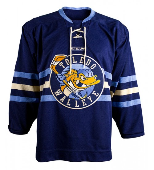 Custom ECHL Toledo Walleye Premier Authentic Hockey Jersey Blue