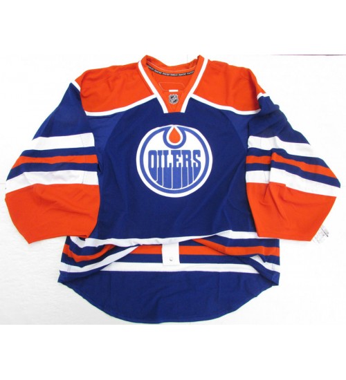 Custom Edmonton Oilers goaltender Authentic Premier Hockey Jersey Home Royal Blue