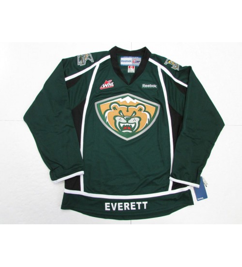 Custom Everett Silvertips Home 10 Year Anniversary WHL Premier Authentic Hockey Jersey Green