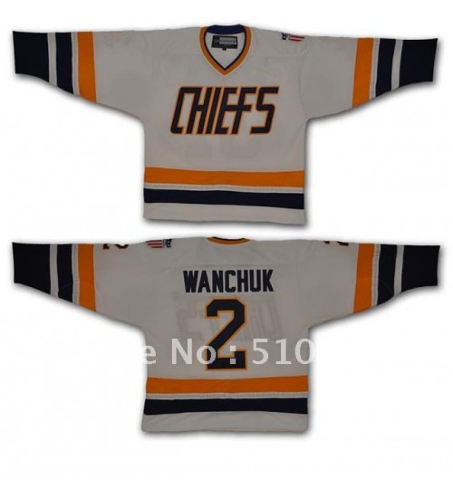 Custom Hanson Brothers Charlestown Chiefs 2 Wanchuk Hockey Jersey White Slap Shot Movie