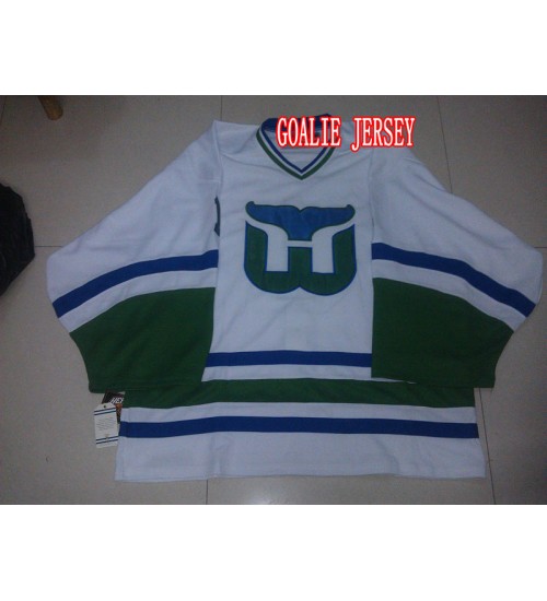 Custom Hartford Whalers goaltender White Authentic Hockey Jersey