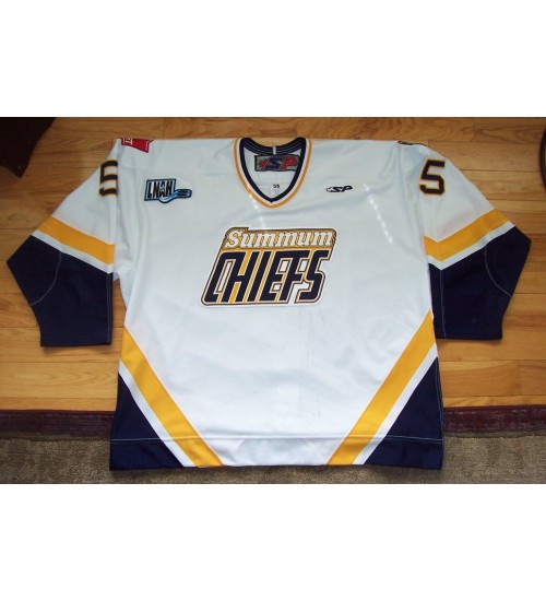 Custom LNAH 2007 08 Summum Chiefs 5 Eric Van Acker Hockey Jersey White