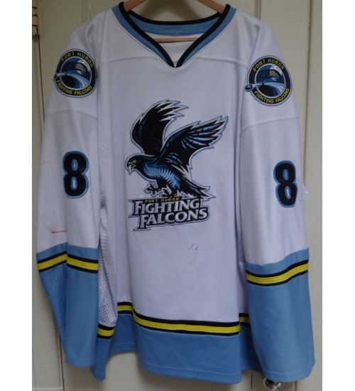 Custom NAHL Port Huron Fighting Falcons 8 Polin Home Hockey Jersey White