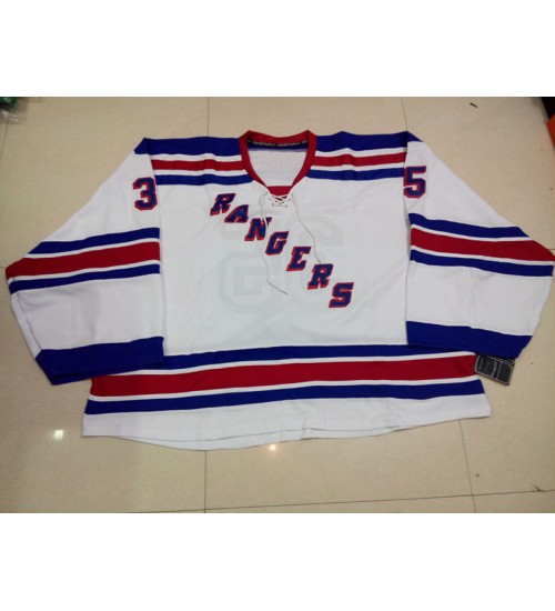 Custom New York Rangers goaltender Authentic Hockey Jersey Away White