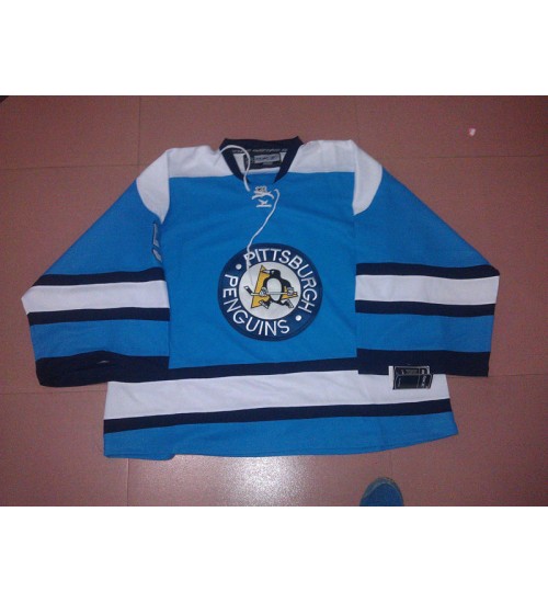 Custom Pittsburgh Penguins goaltender Authentic Premier Hockey Jersey Blue