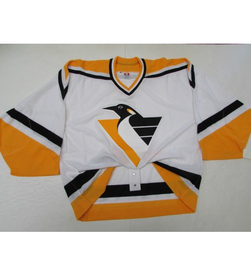 Custom Pittsburgh Penguins goaltender Authentic Throwback Hockey Jersey White