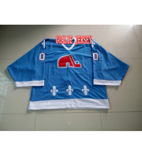 Custom Quebec Nordiques goaltender Authentic Premier Hockey Jersey Blue