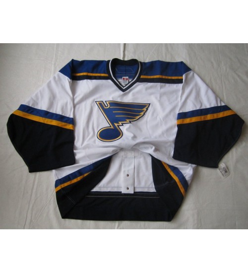 Custom St Louis Blues goaltender White Away Premier Hockey Jersey