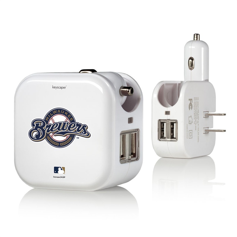 Milwaukee Brewers White 2-In-1 USB Charger