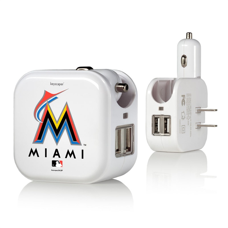 Miami Marlins White 2-In-1 USB Charger