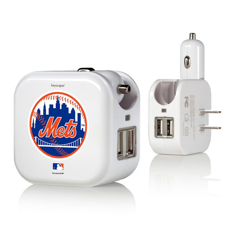 New York Mets White 2-In-1 USB Charger