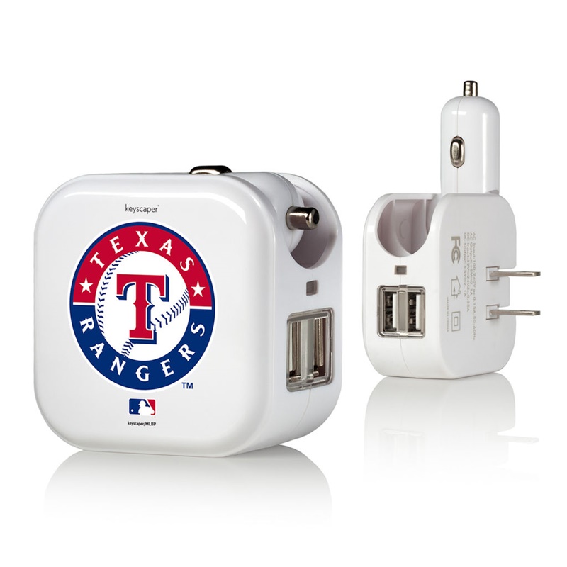 Texas Rangers White 2-In-1 USB Charger