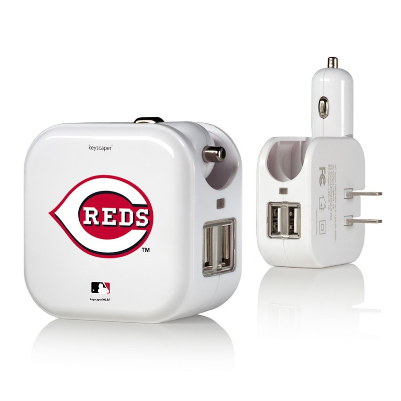 Cincinnati Reds White 2-In-1 USB Charger