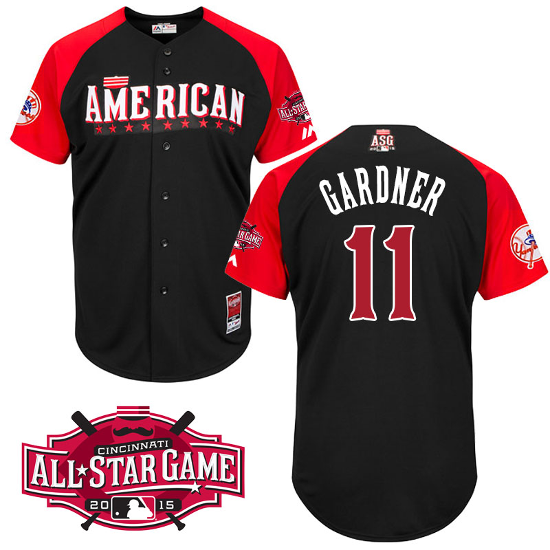 2015 MLB All Star American New York Yankees #11 Brett Gardner Black Jersey