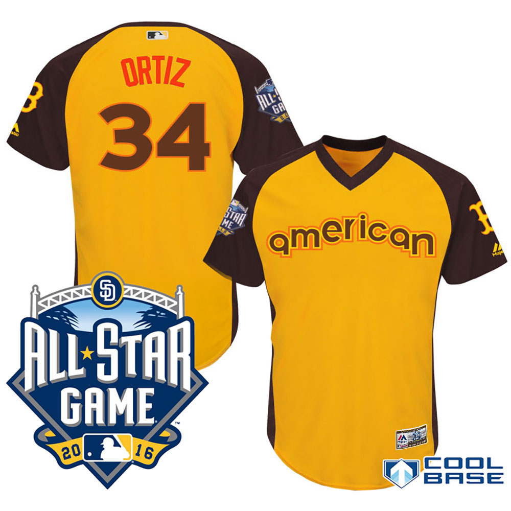 2016 MLB All-Star American Boston Red Sox #34 David Ortiz Gold Home Run Derby Cool Base Jersey