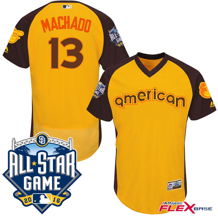 2016 MLB All-Star American Baltimore Orioles #13 Manny Machado Gold Home Run Derby Flex Base Jersey