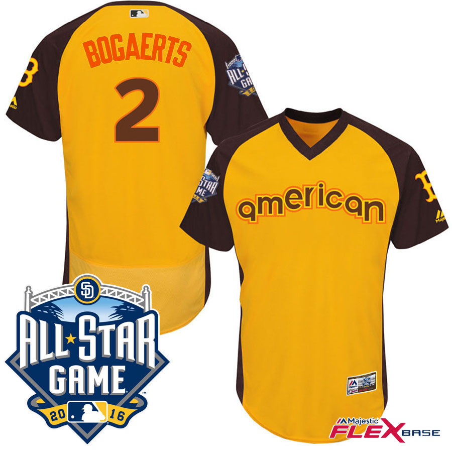 2016 MLB All-Star American Boston Red Sox #2 Xander Bogaerts Gold Home Run Derby Flex Base Jersey