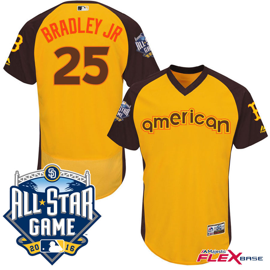 2016 MLB All-Star American Boston Red Sox #25 Jackie Bradley Jr. Gold Home Run Derby Flex Base Jersey