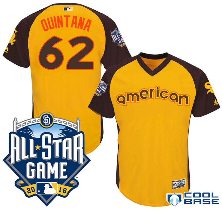 2016 MLB All-Star American Chicago White Sox Jose Quintana #62 Yellow Home Run Derby Cool Base Jersey